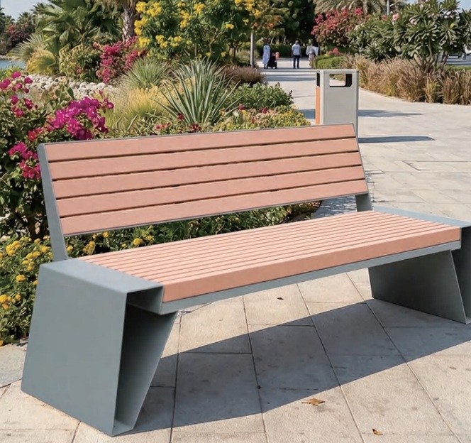 Banc de mobilier urbain dans un espace extérieur