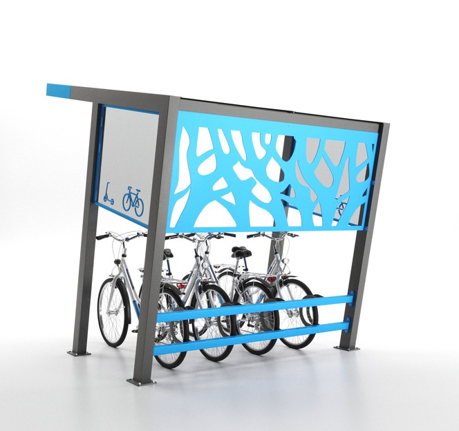 Mobilier urbain avec abri et vélos