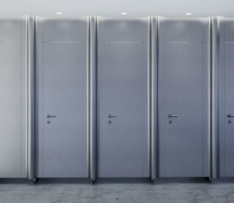 Cloisons sanitaires courbes en panneaux compacts